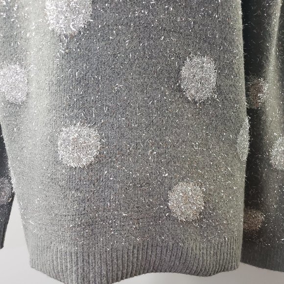 NWT APT.9 gray silver texture glitter knit sweater - Picture 8 of 9